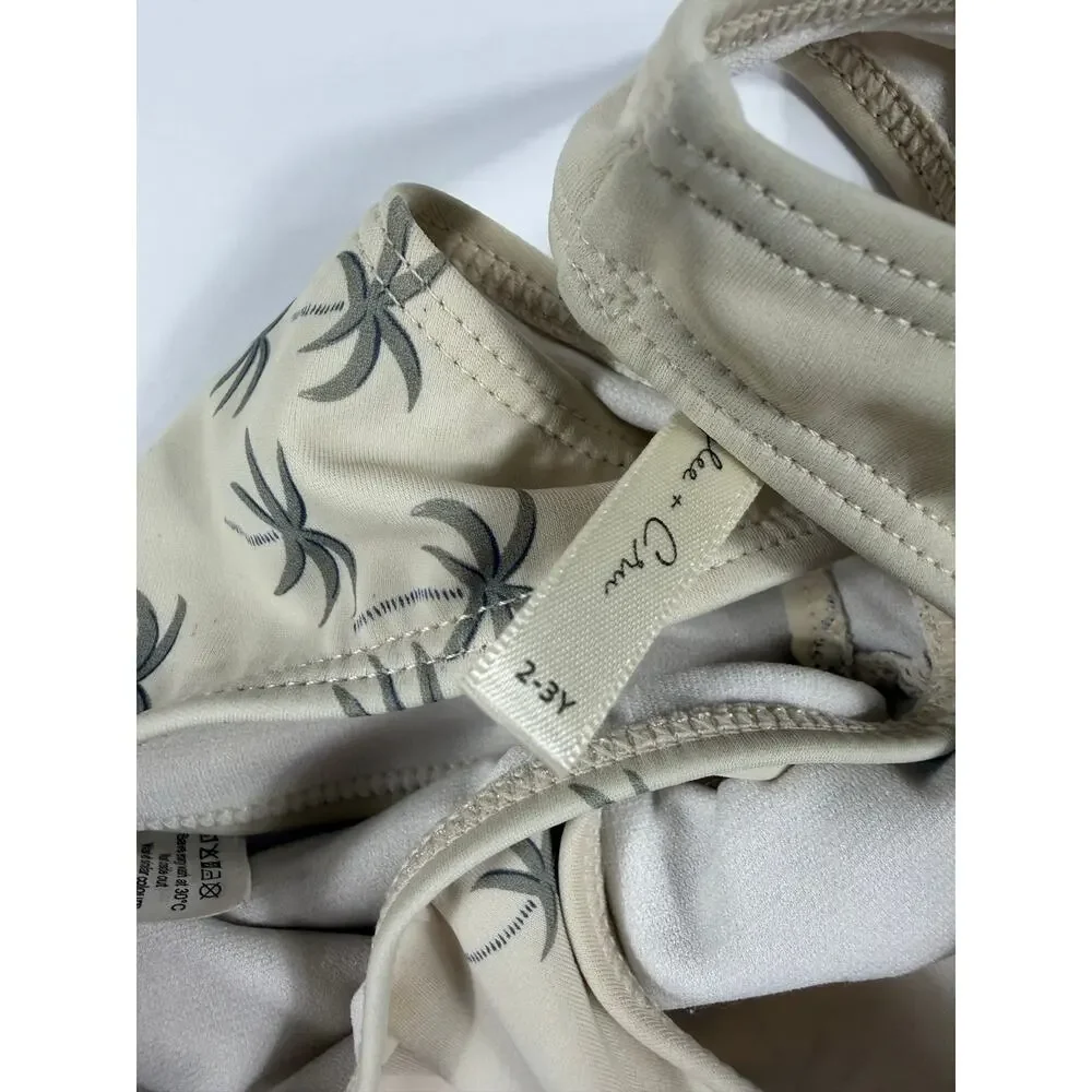 Rylee + Cru Palm Tree Knotted Bikini Swimsuit Natural 2-3 Years